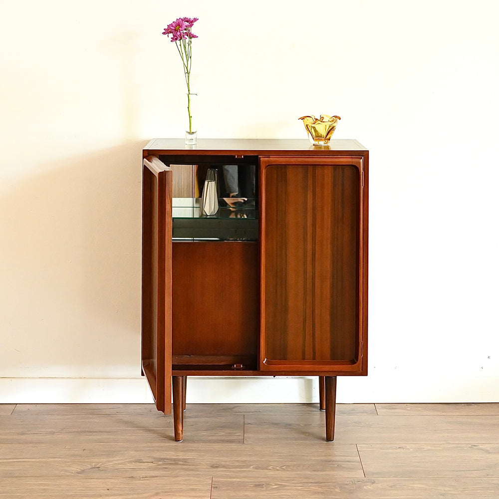 Mid Century Walnut Sideboard Credenza Bar Cabinet by Chiswell