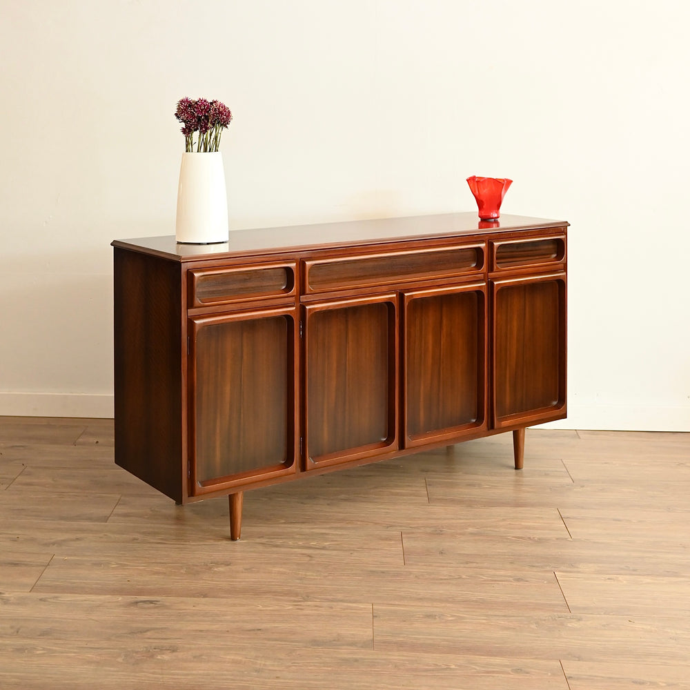 Mid Century Walnut Sideboard Buffet Cabinet by Chiswell