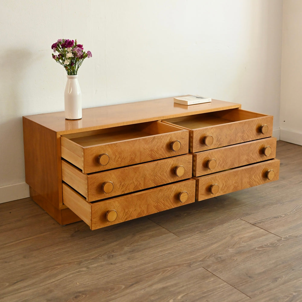 Mid Century Maple Sideboard Dresser Drawers Low Boy