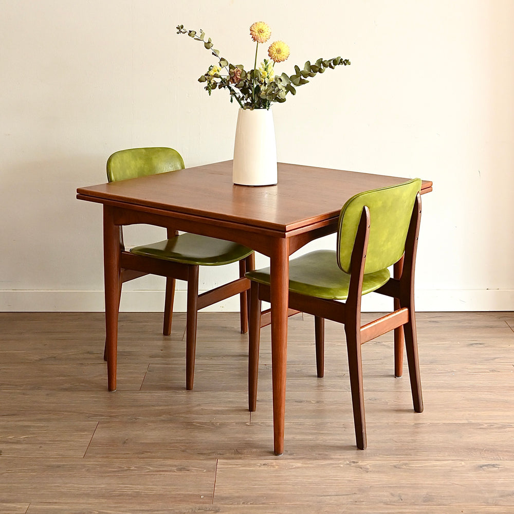 3x Mid Century Green Vinyl Dining Chairs by Elite