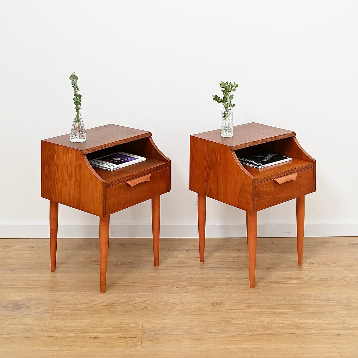 Pair of Mid Century Teak Nightstands Bedside Tables by Reliance Furniture - Refinished
