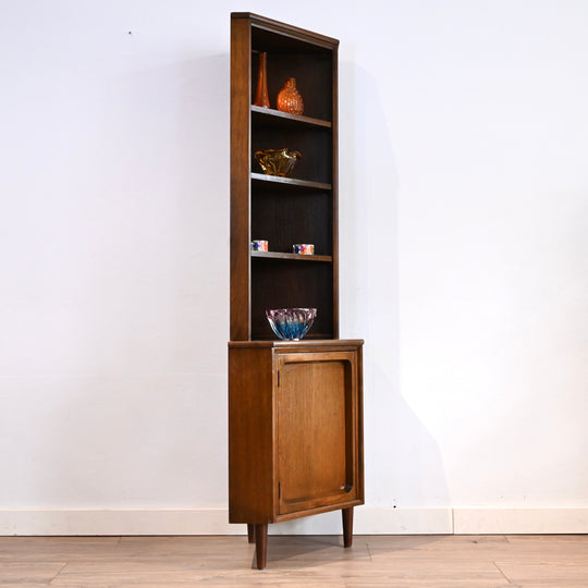 Mid Century Walnut Sideboard Corner Cabinet Bookshelf by Chiswell