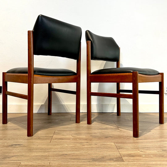 6x Mid Century Parker Teak and Leather Dining Chairs