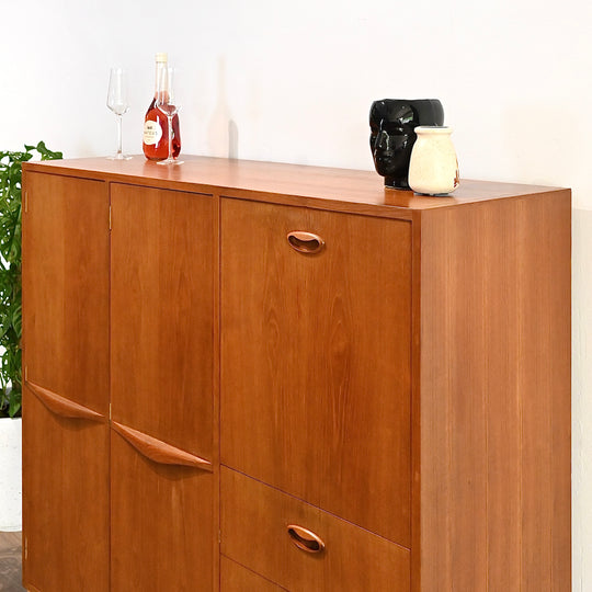 Mid Century Teak Sideboard Buffet Bar Cabinet by Chiswell