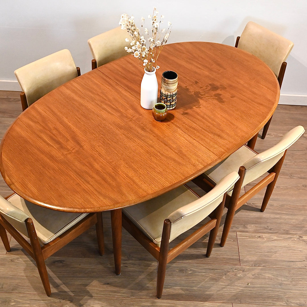 Parker Mid Century Teak Oval Extendable Dining Table