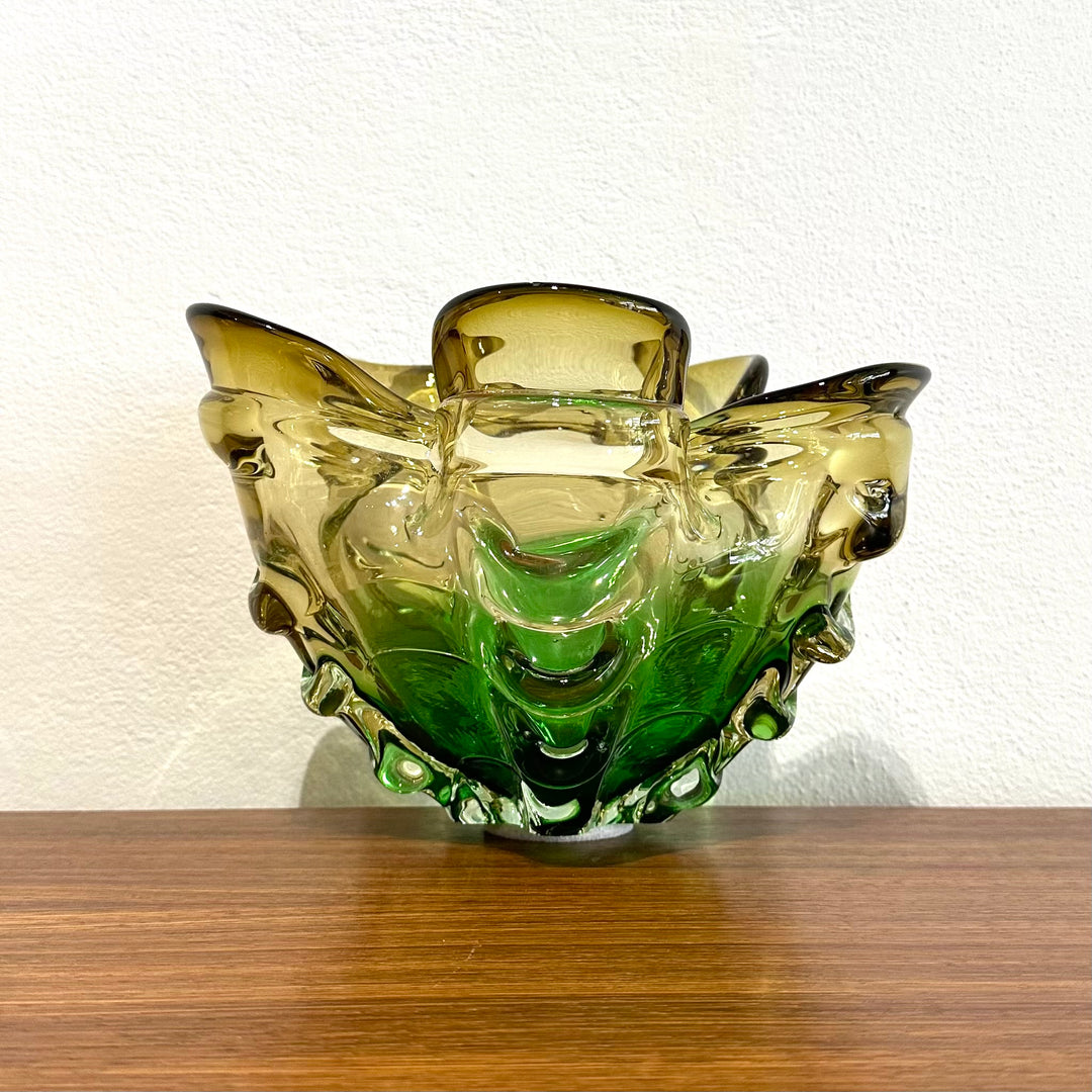 Mid Century Art Glass Vase Bowl from Japan