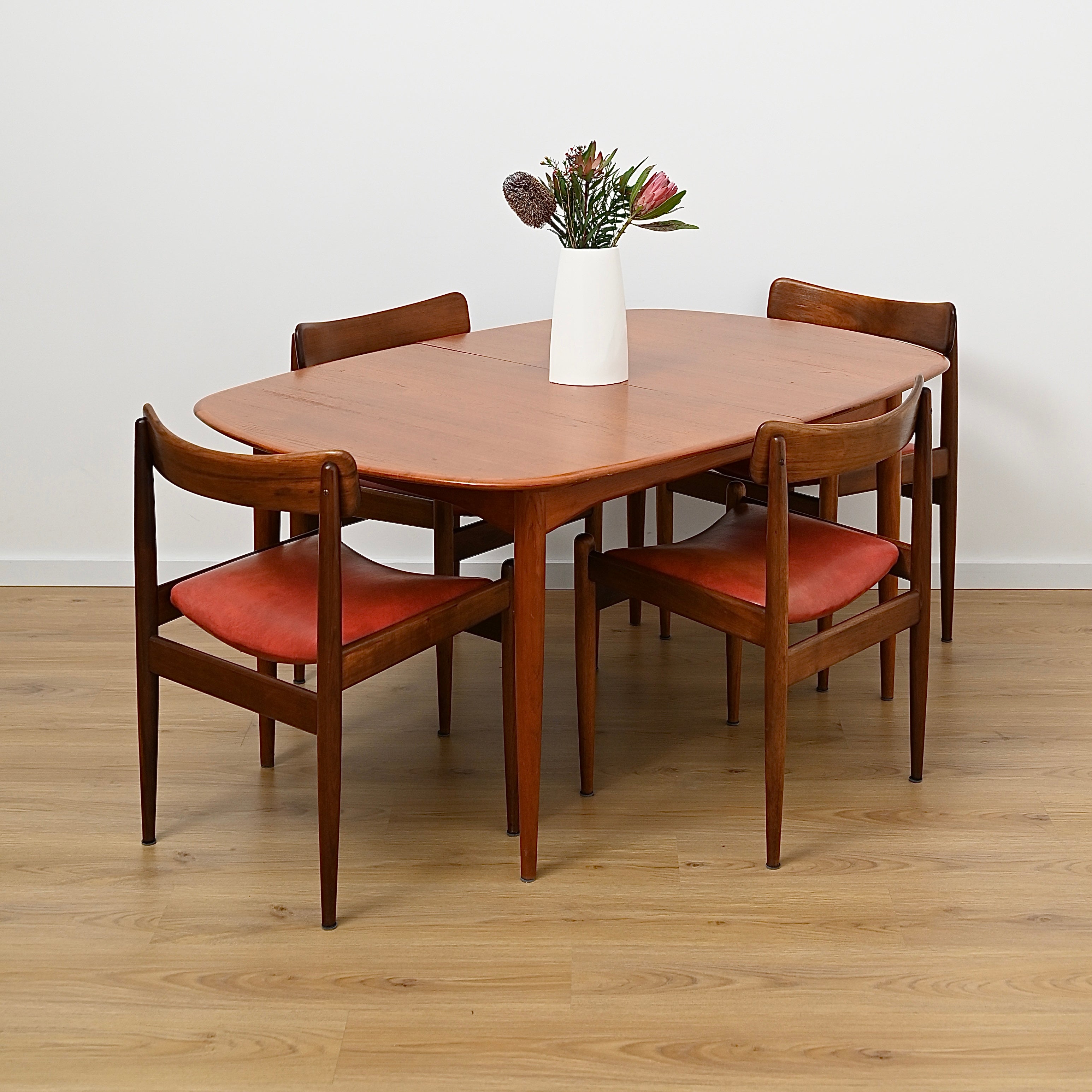 Parker Mid Century Teak Extendable Dining Table D End Elliptical