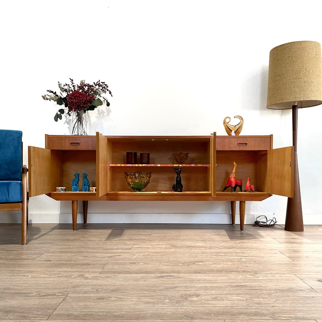 Mid Century Teak Sideboard Record Cabinet by Wrightbilt