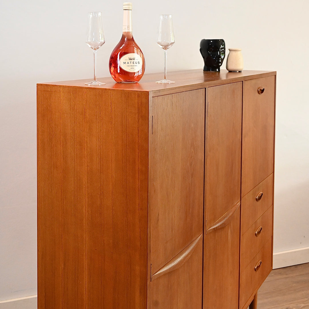 Mid Century Teak Sideboard Buffet Bar Cabinet by Chiswell