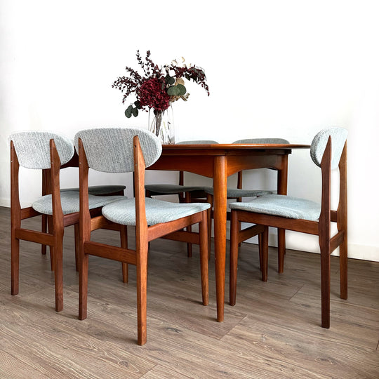 6x Mid Century Teak Dining Chairs by Elite