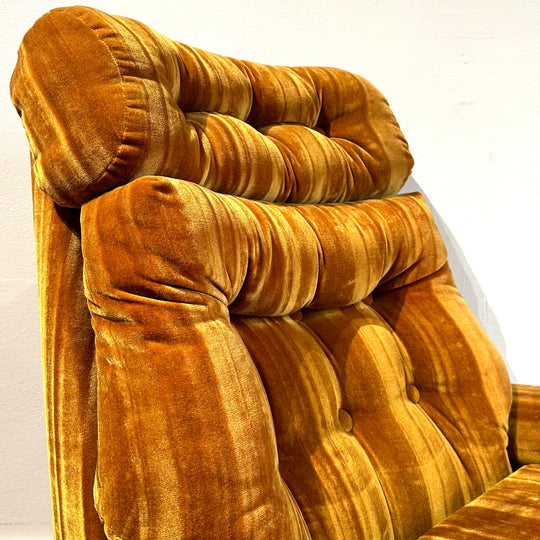 Retro 1960s Gold Velvet Armchairs