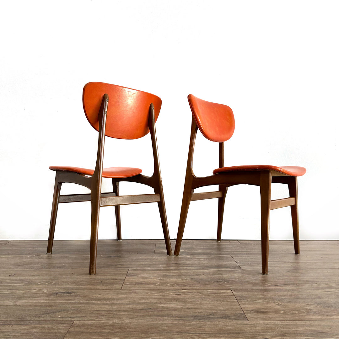 4x Mid Century Orange Vinyl DIning Chairs by Elite