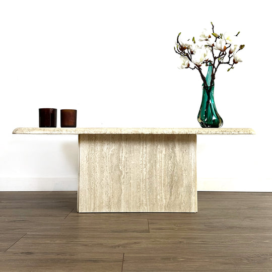 Vintage 1980s Travertine Coffee Table