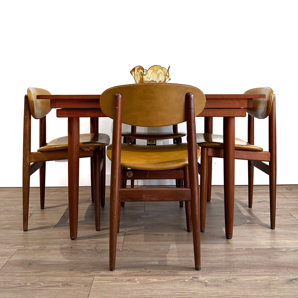 6x Mid Century Mustard Vinyl Dining Chairs by Elite