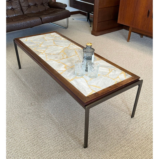 Mid Century White Terrazzo Coffee Table by Framac