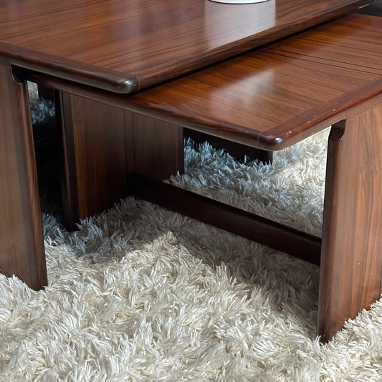 Mid Century Afra and Tobia Scarpa for B&b Italia Rosewood Nesting “Artona” Coffee Tables