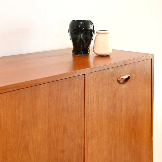 Mid Century Teak Sideboard Buffet Bar Cabinet by Chiswell