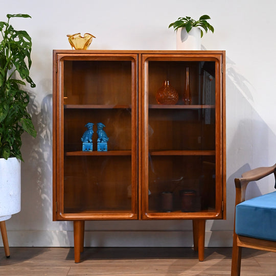 Parker Teak Mid Century Bookshelf Display Cabinet Shelving