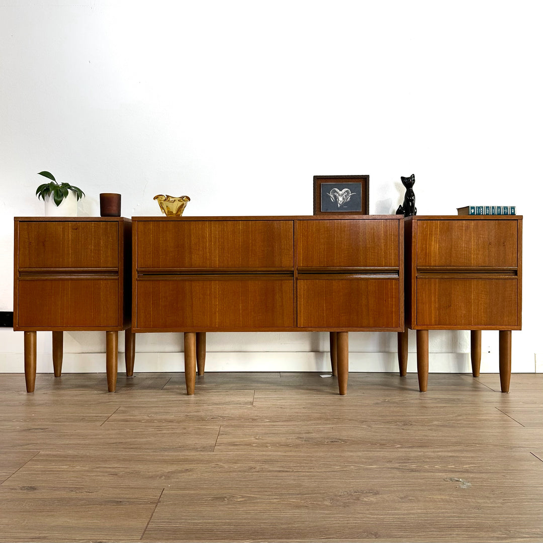 Mid Century Teak bedside tables by reliance 