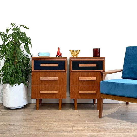 Mid Century Retro Teak Bedside Tables by Macrob