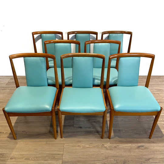 8x Parker Teak T-Back Dining Chairs and Teak Extension Table