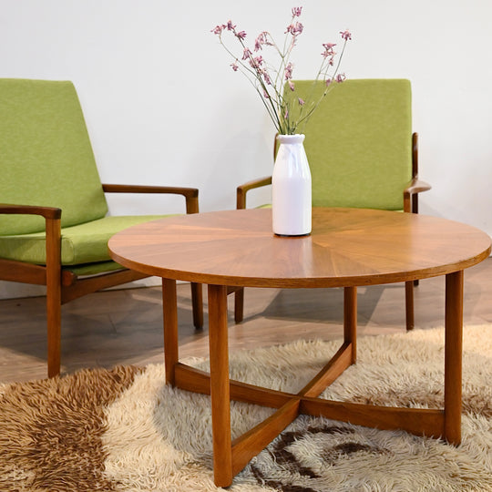 Mid Century Teak “Sundial” Coffee Table by Parker Furniture