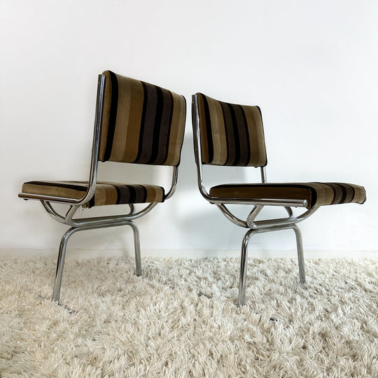 Retro Velvet and Chrome Chairs and Smoked Glass and Chrome Dining Table