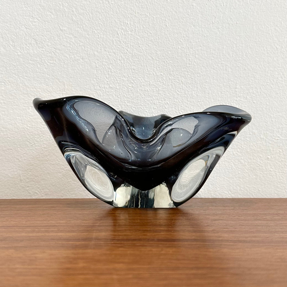 Mid Century Art Glass Vase Bowl from Japan