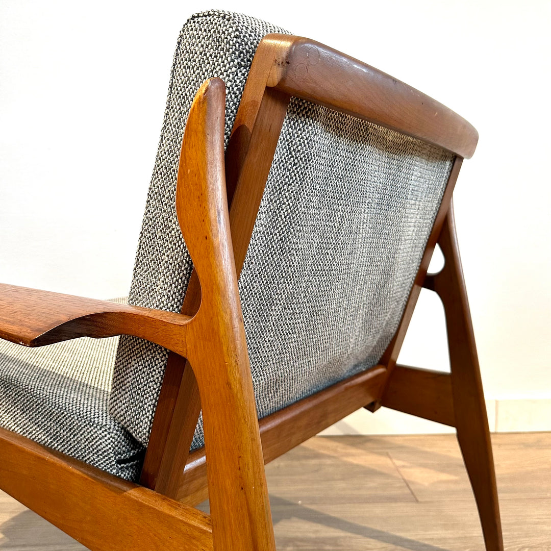 Mid Century Occasional low back Armchair by Fler - custom Warwick upholstery 