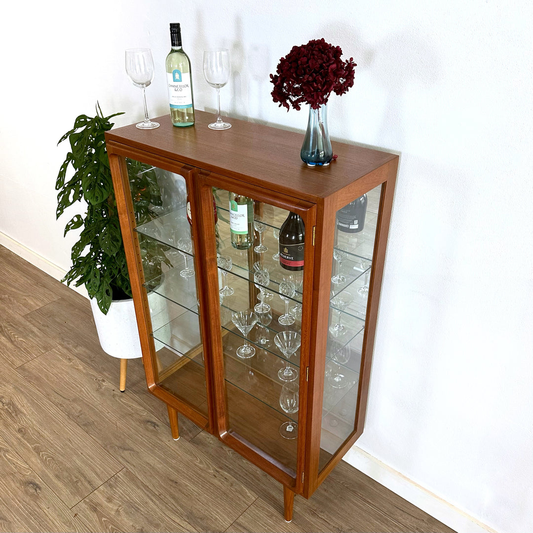 Mid Century Teak Sideboard Display China Cocktail Cabinet by Chiswell