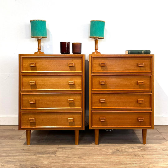 Mid Century Parker Teak Bedside Tables Drawers