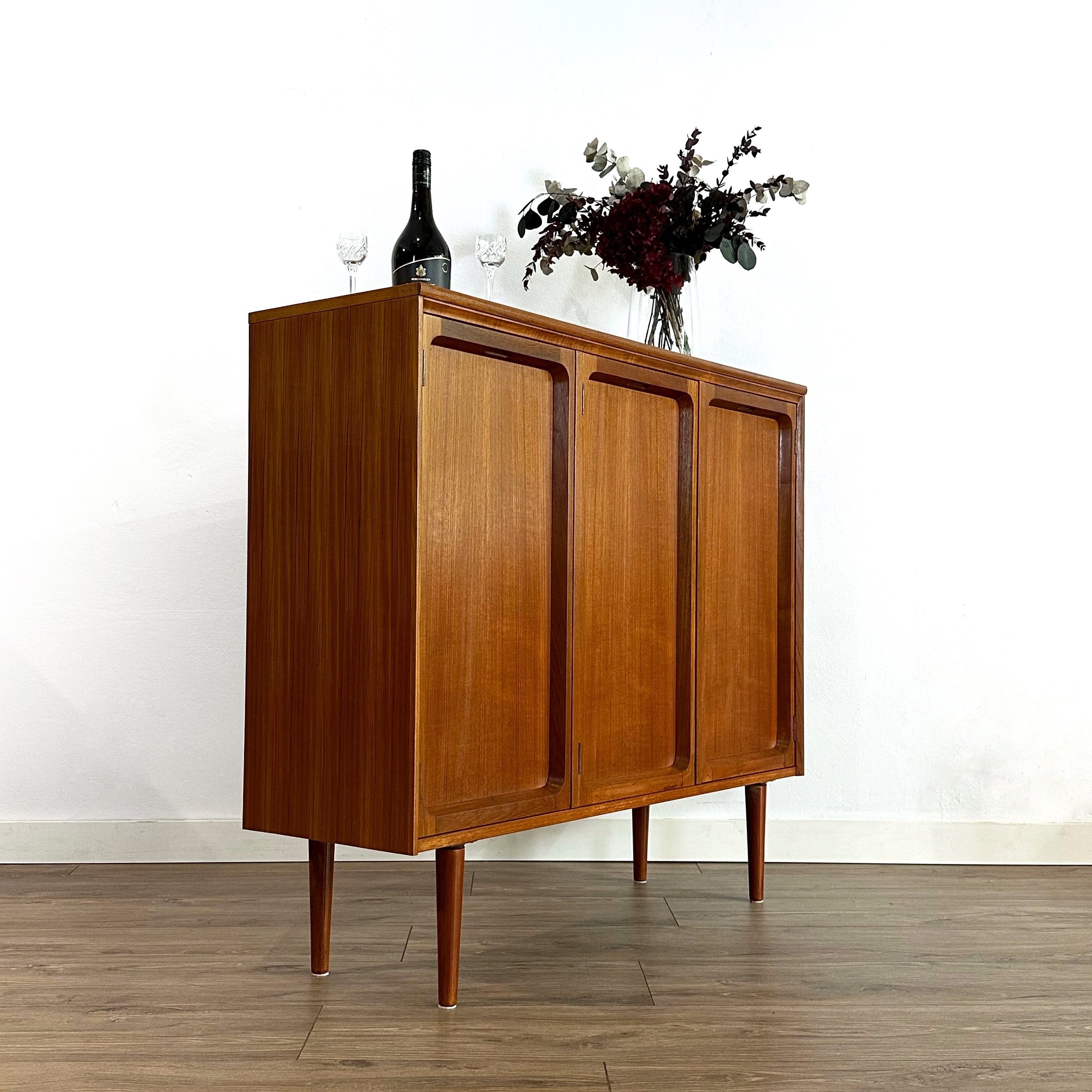 Mid Century Teak Bar Cabinet Sideboard by Chiswell