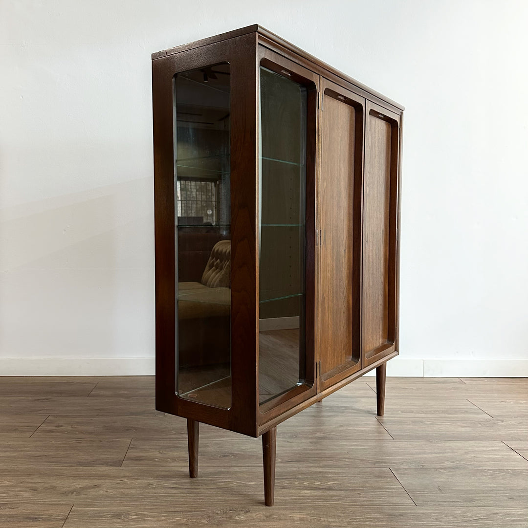 Mid Century Walnut Sideboard Display Cocktail Bar Cabinet by Chiswell