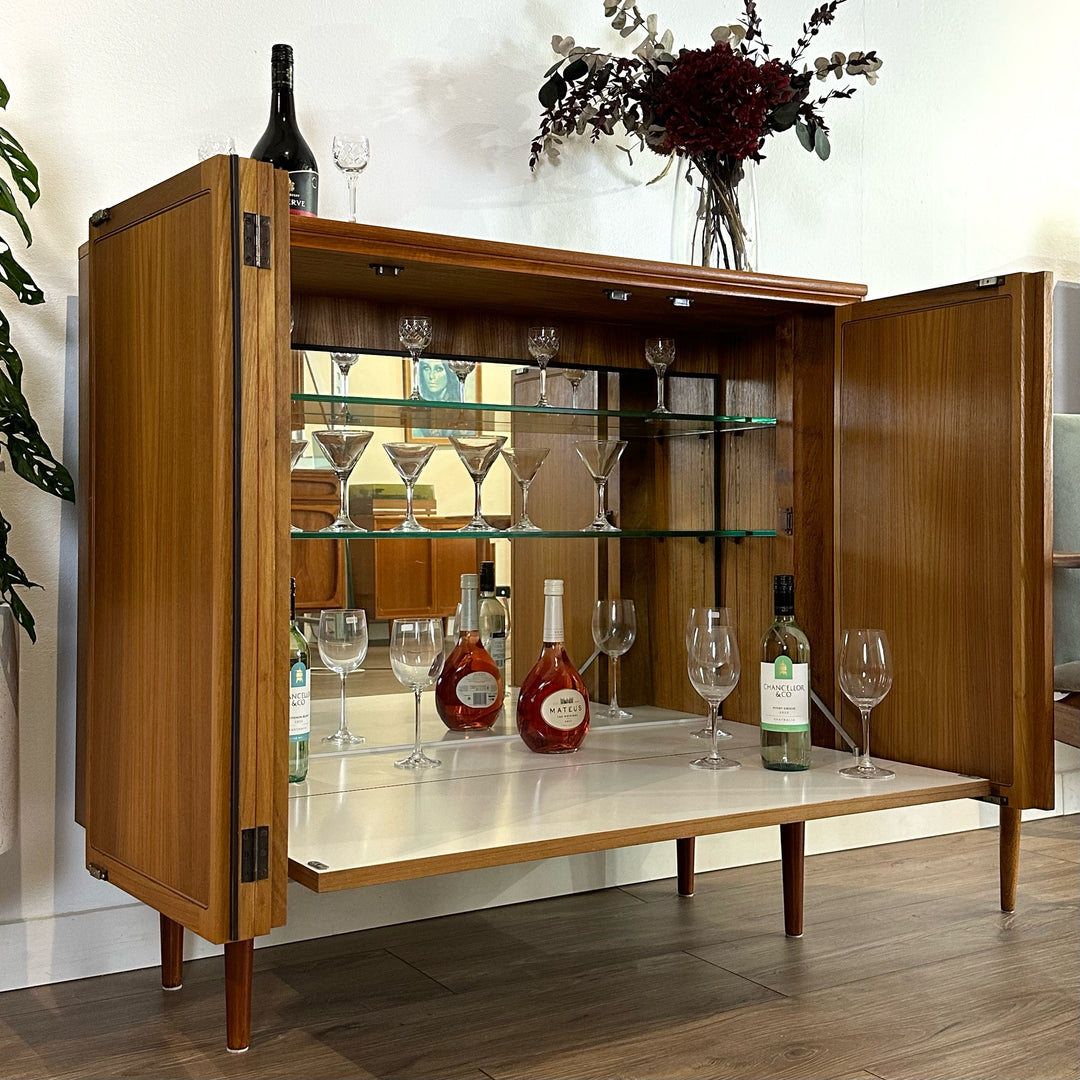 Mid Century Teak Bar Cabinet Sideboard by Chiswell