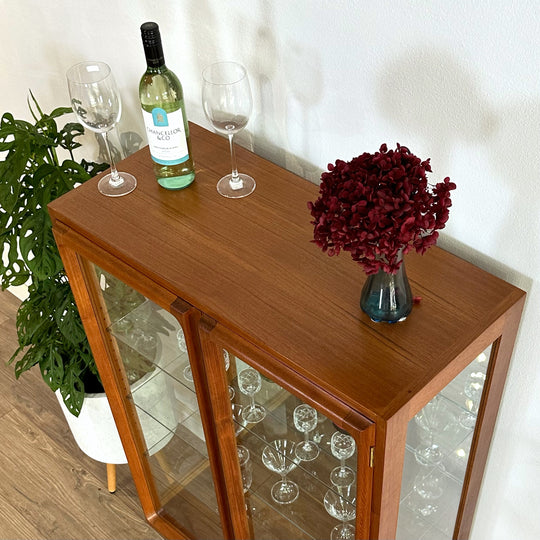 Mid Century Teak Sideboard Display China Cocktail Cabinet by Chiswell