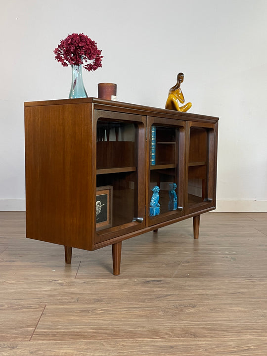 Mid Century Walnut Sideboard Display Cabinet by Chiswell