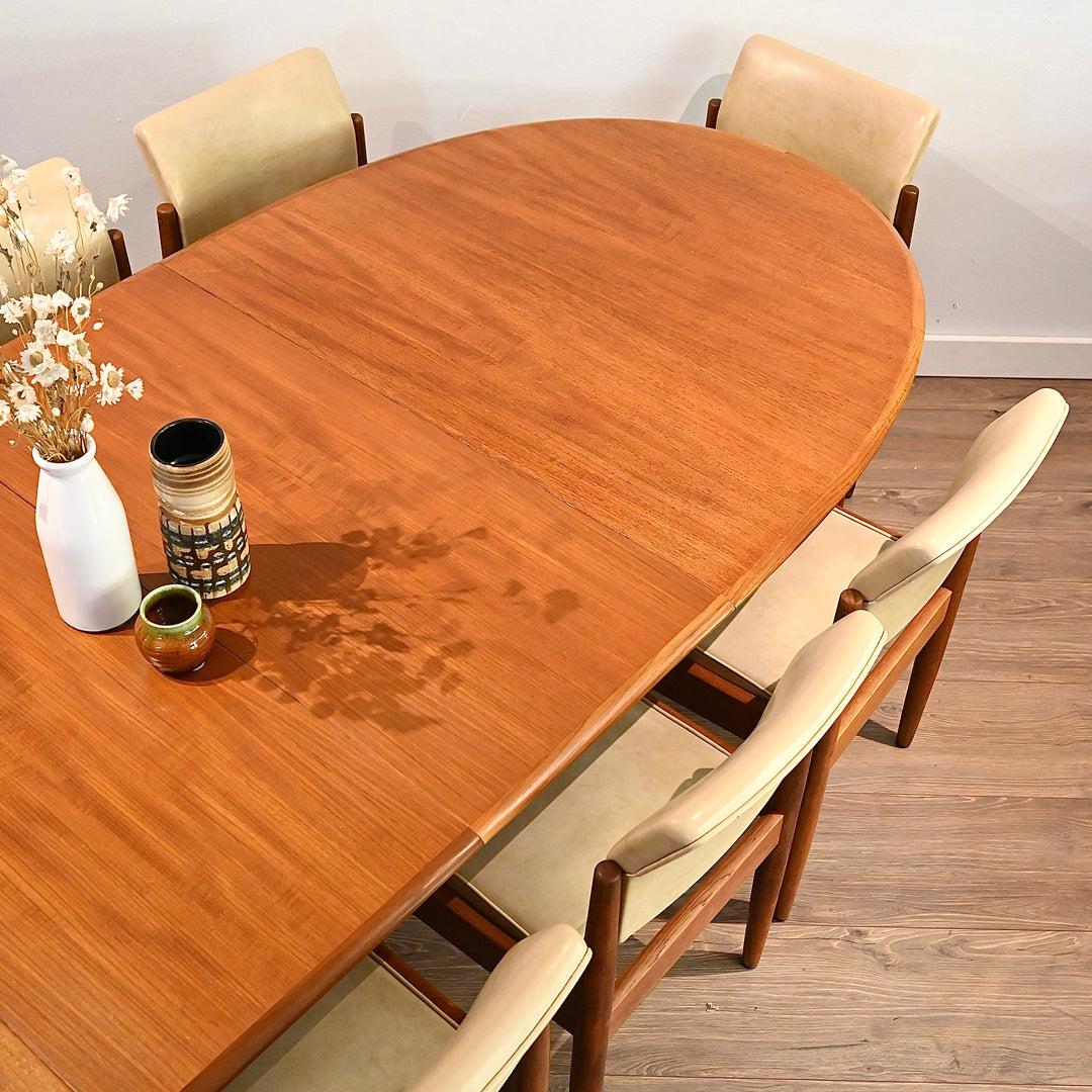 Parker Mid Century Teak Oval Extendable Dining Table