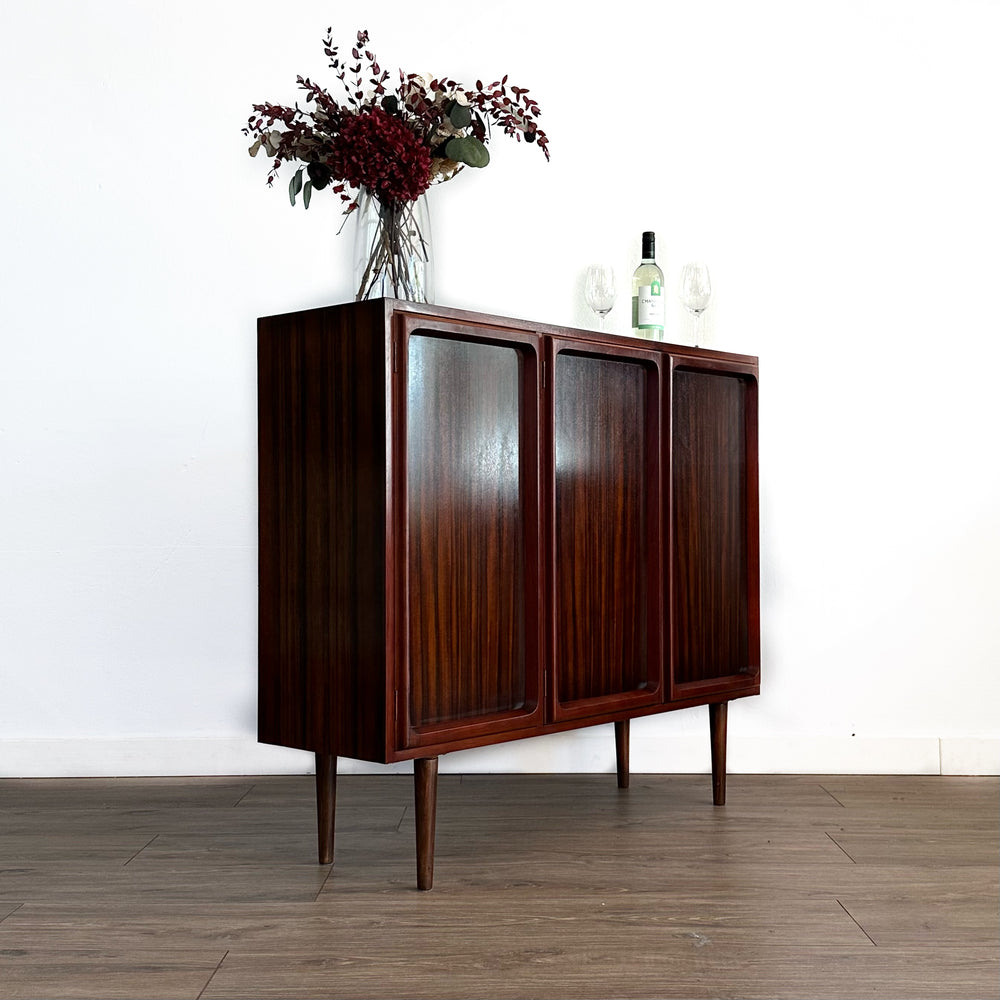 Mid Century Walnut Sideboard Bar Cabinet by Chiswell