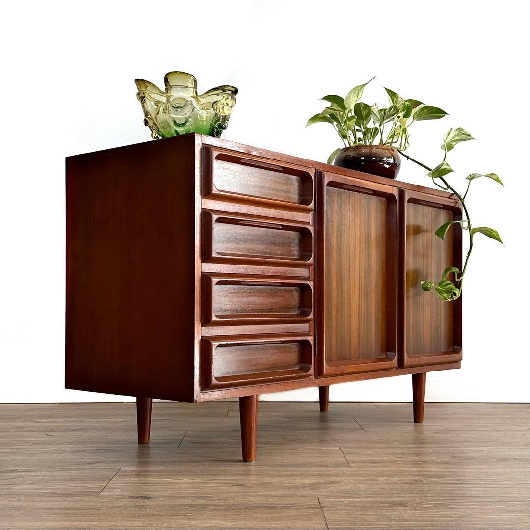 Mid Century Sideboard LP Record Cabinet in Walnut