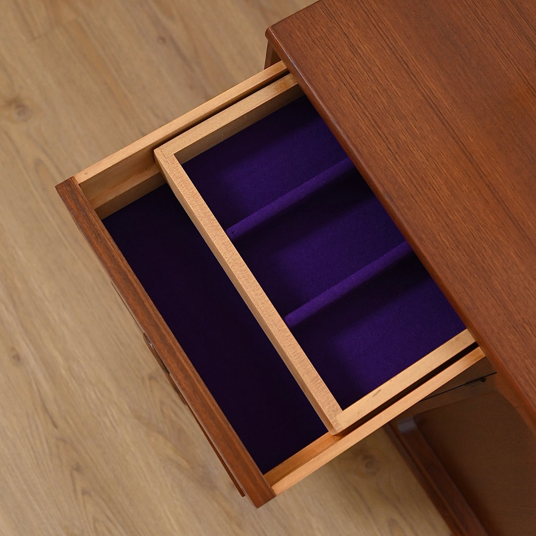 Mid Century Walnut Sideboard LP Record Cabinet with Drawers by Chiswell