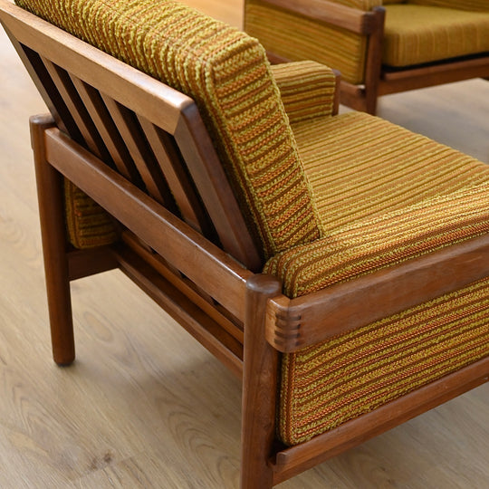 Rare Danish Deluxe "Rifka" Lounge Suite - Blackwood Frames and Original Mustard Upholstery