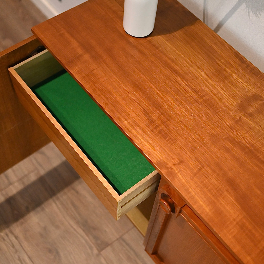 Mid Century Teak Sideboard Buffet LP Record Cabinet by Burgess