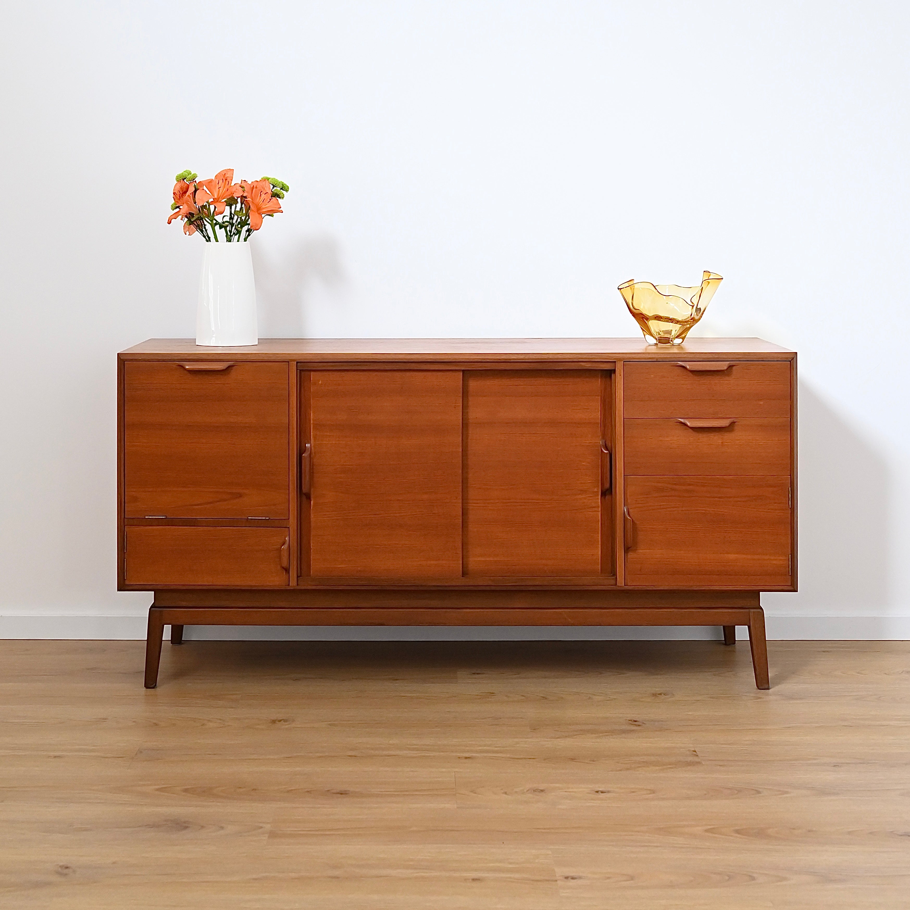 Mid Century Teak Dresser Drawers Low Boy Sideboard by Maison Paul