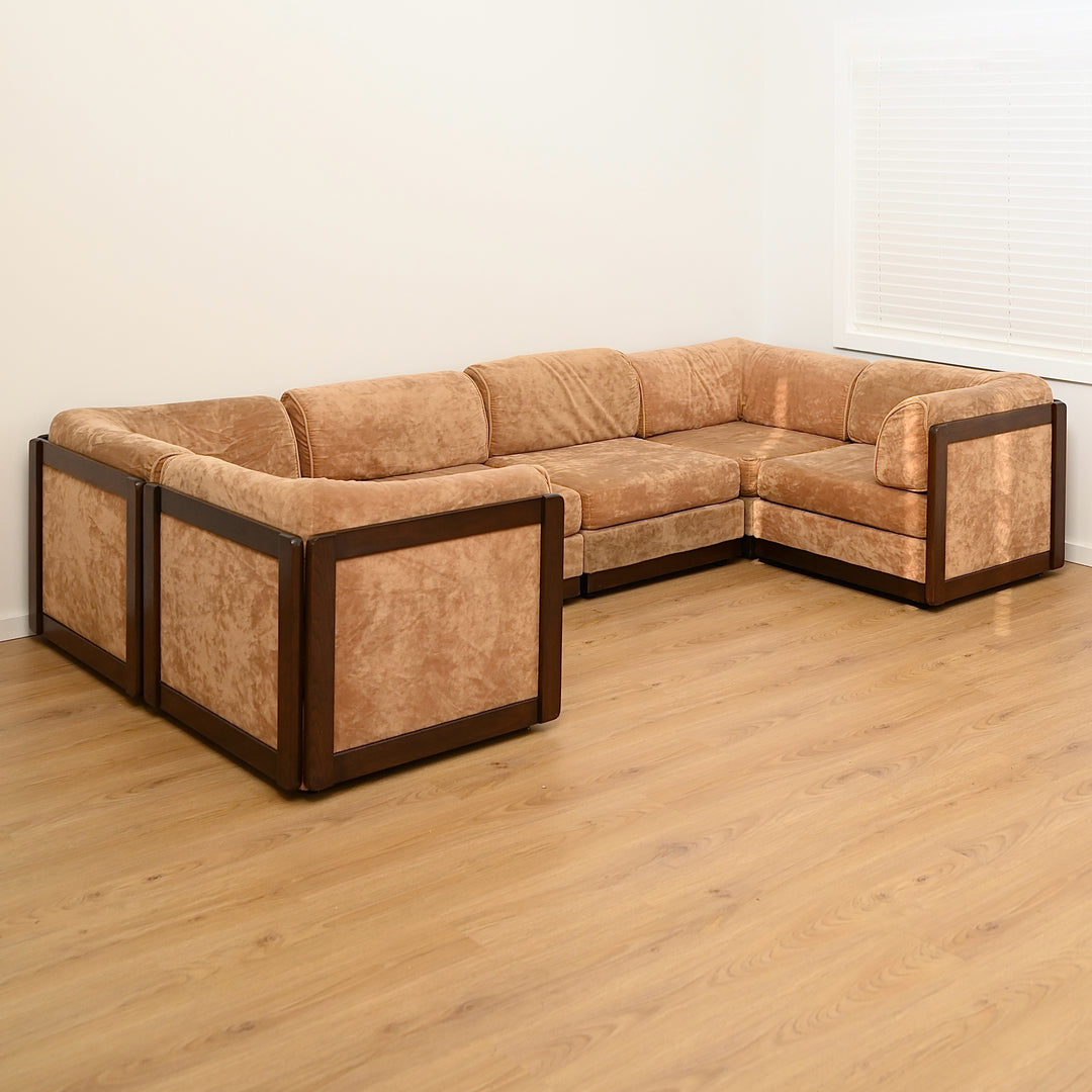 Mid Century Playpen Modular Sofa Lounge Crushed Velvet by Chiswell 