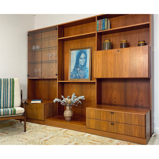 Mid Century Rosewood Wall Unit made in the UK