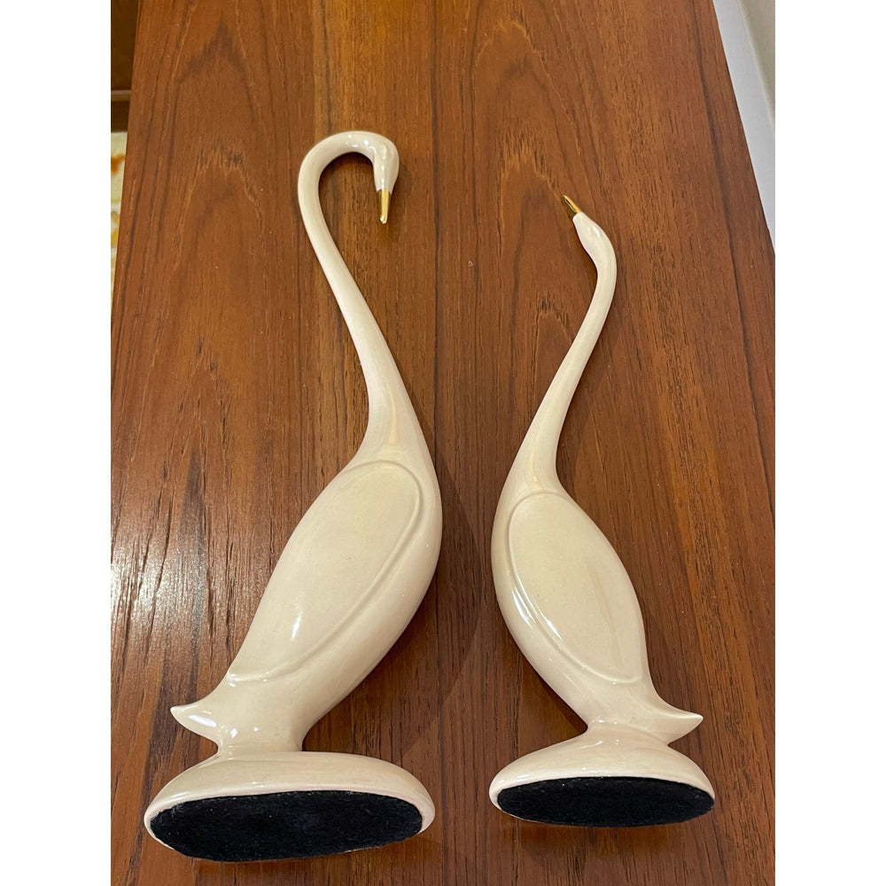 Pair of vintage porcelain swans