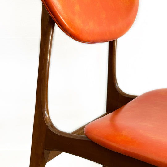 4x Mid Century Orange Vinyl DIning Chairs by Elite