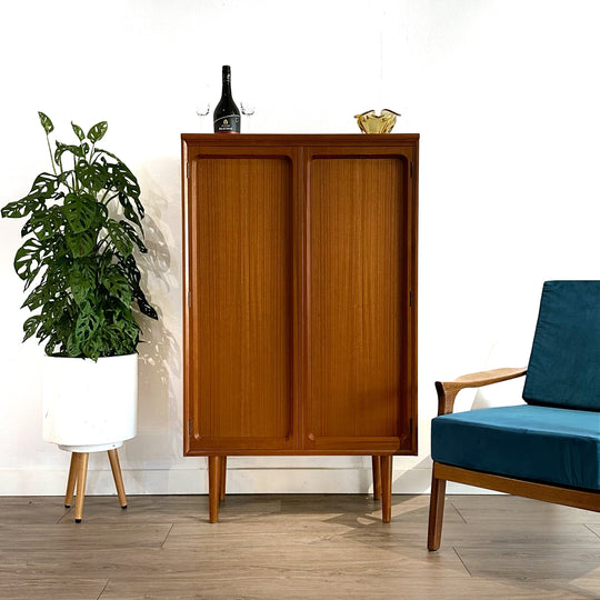 Mid Century Teak Tall Sideboard Bar Cabinet by Chiswell