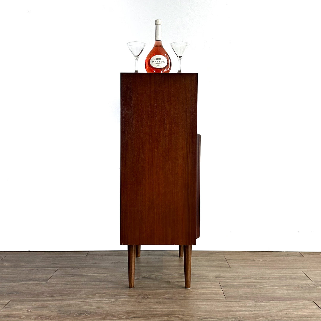 Mid Century Walnut Bar Cabinet Sideboard by Chiswell