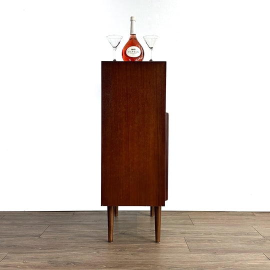 Mid Century Walnut Bar Cabinet Sideboard by Chiswell